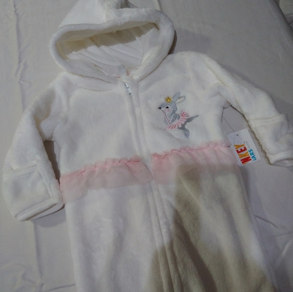 baby girls white fleece monkey bars onesie nwt - Picture 4 of 17